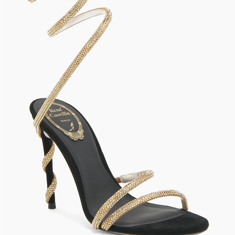Brand new, never worn! Rene Caovilla Elegant Gold and Black Heels
